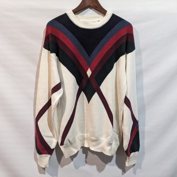 Bachrach Other - Vintage Bachrach 100% Cotton Geometric Print Knit Sweater Sz Large